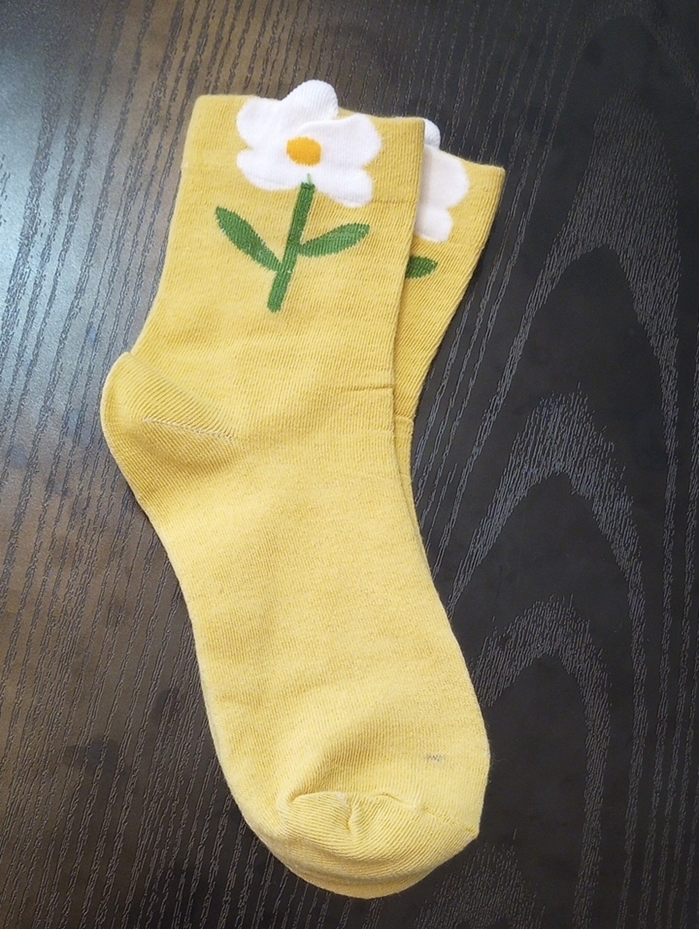 Mustard Yellow Daisy Floral 90% Cotton Novelty Crew Ankle Socks Cottagecore